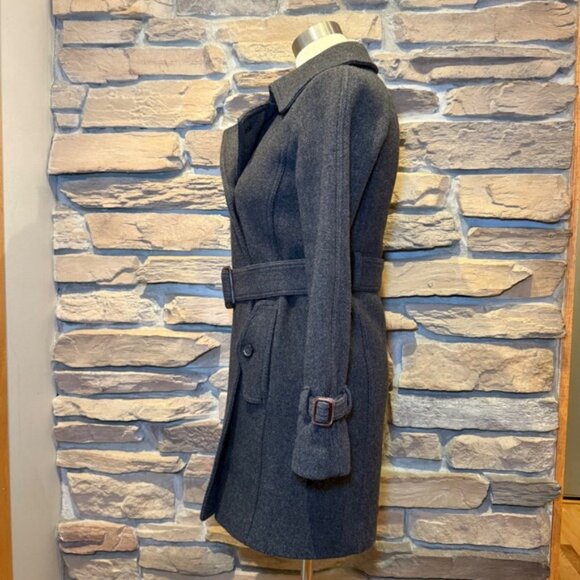 J.Crew Stadium Cloth Nello Gori Gray Wool Blend Belted Trench Coat - Picture 3 of 13